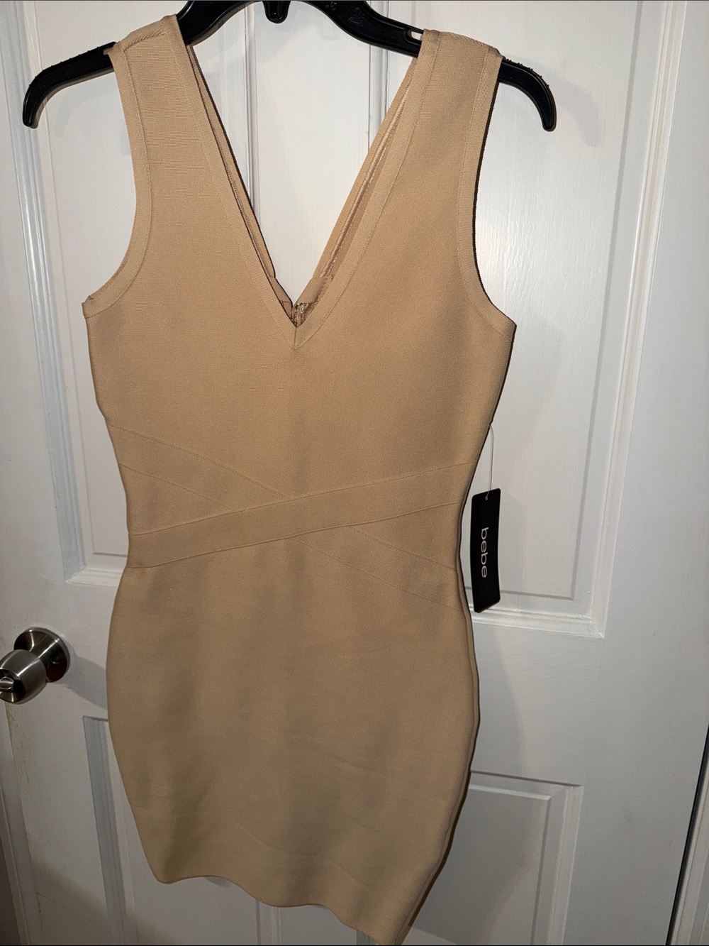 bebe Nude Sleeveless V-Neck Bodycon Dress size XS